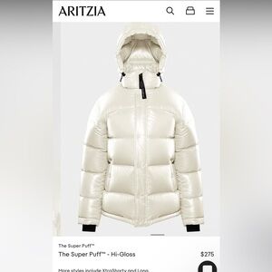 Like New Aritzia The Super Puff Hi Gloss puffer jacket XS Birch White
